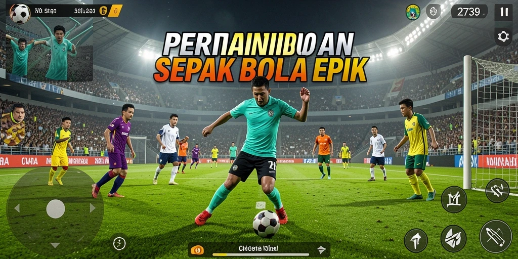 Tampilan menegangkan dari pertandingan sepak bola dalam 2739.