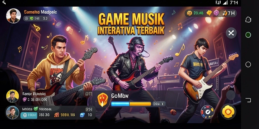 Tampilan gameplay 71H yang menarik dengan lagu-lagu interaktif.