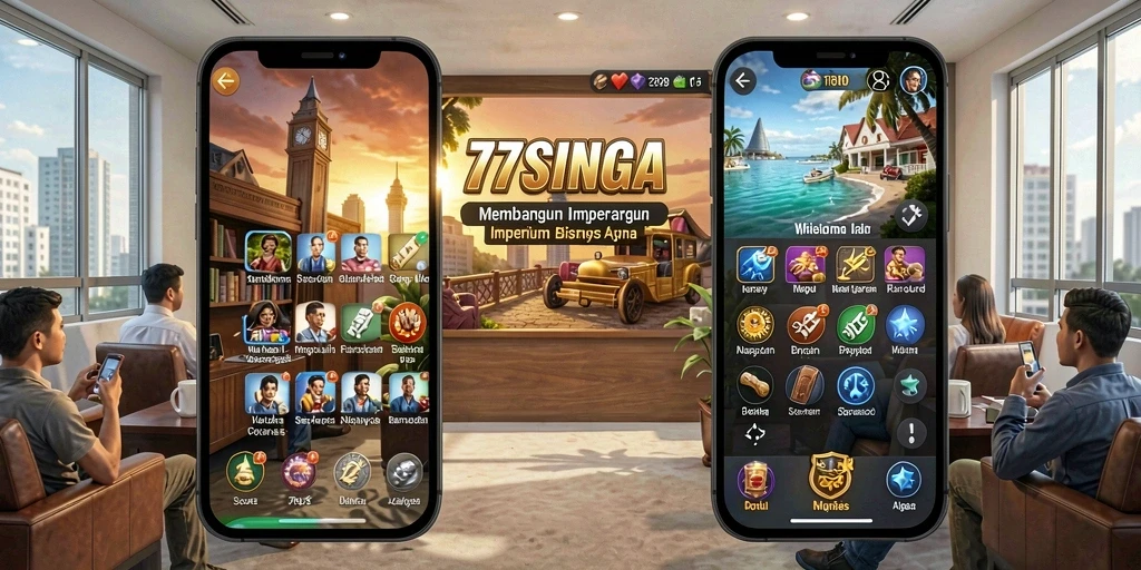 Screenshot gameplay 77SINGA yang menunjukkan pengelolaan bisnis yang menarik.
