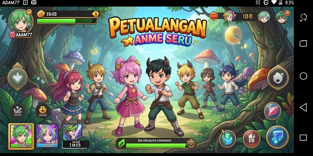 Tampilan gameplay ADAM77 yang memukau dengan aksi karakter anime.