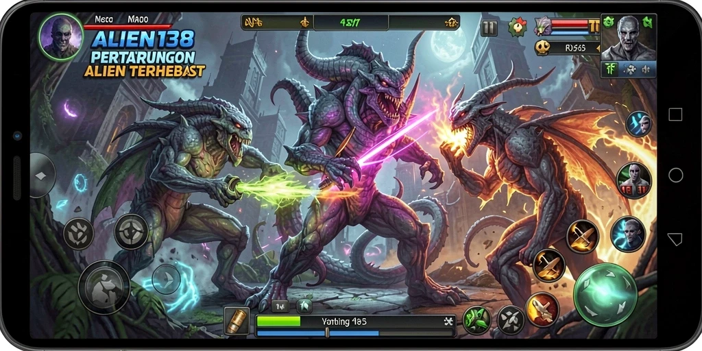 Tampilan gameplay ALIEN138 menampilkan aksi pertarungan yang mendebarkan.