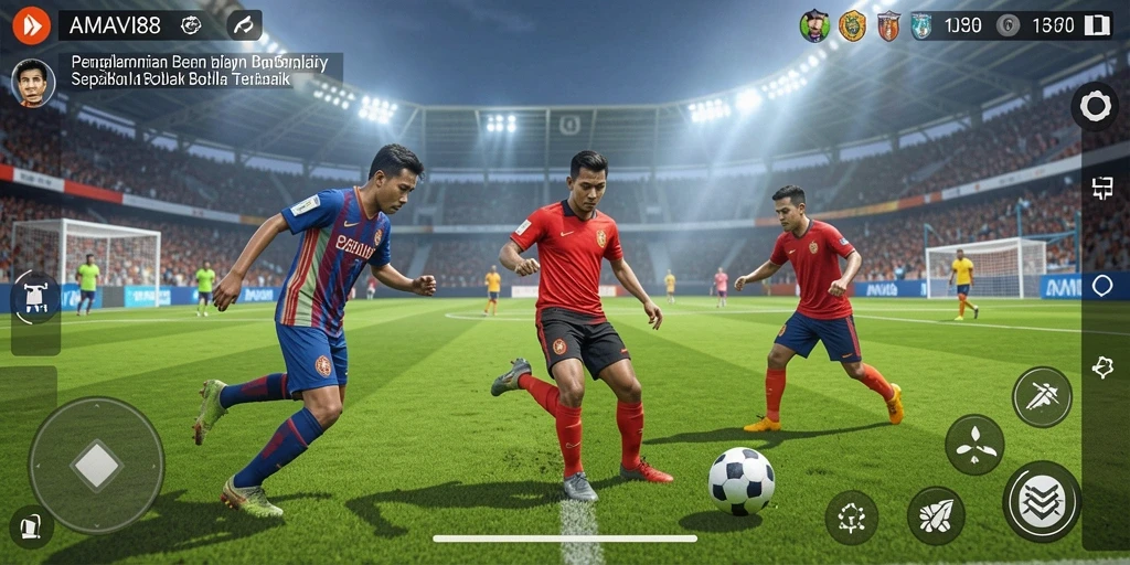 Tampilan gameplay menegangkan di lapangan sepak bola.