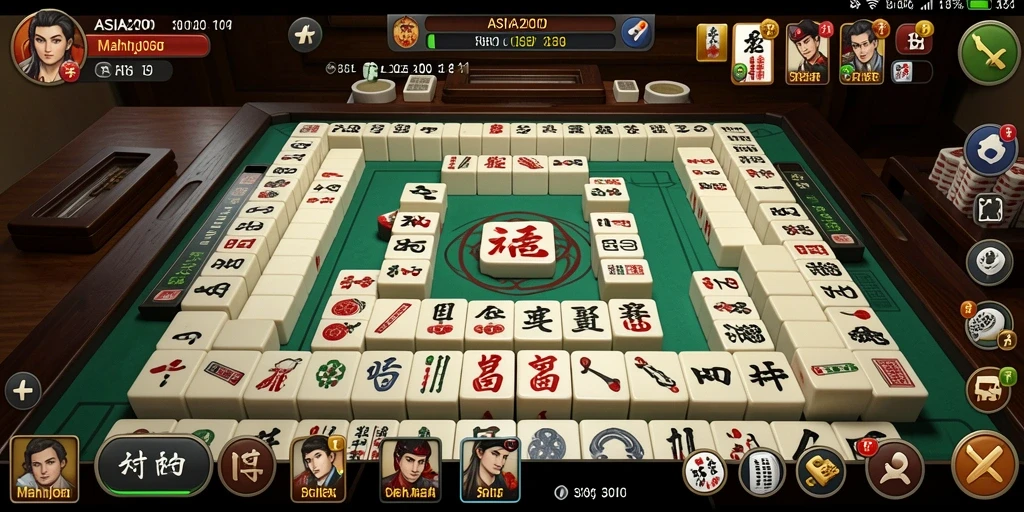 Tangkapan layar ASIA200 menunjukkan gameplay seru Mahjong.