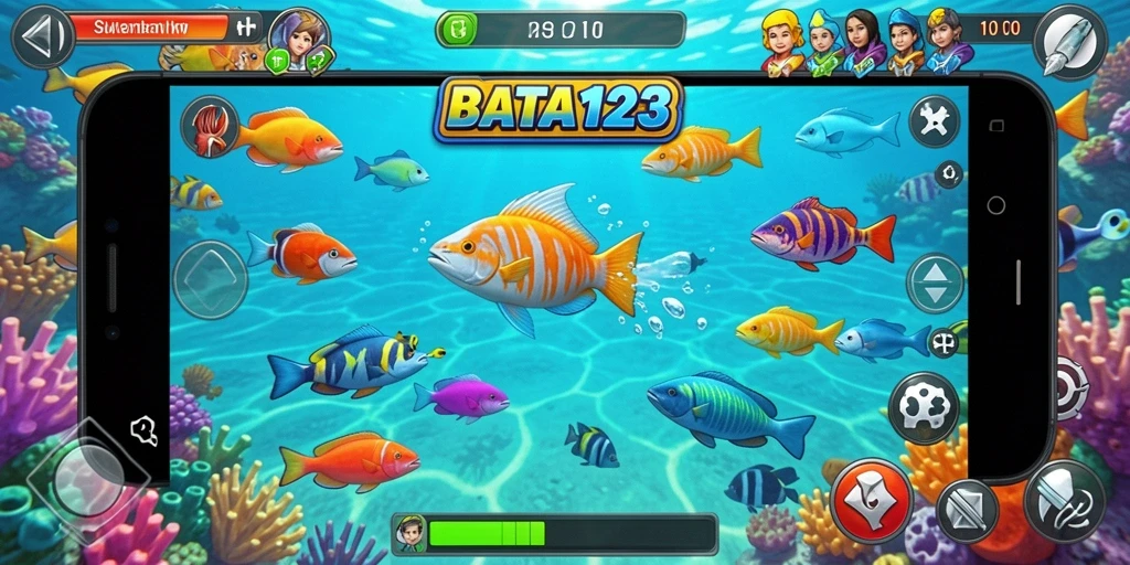 Screenshot gameplay BATA123 menunjukkan aksi menembak ikan yang seru.