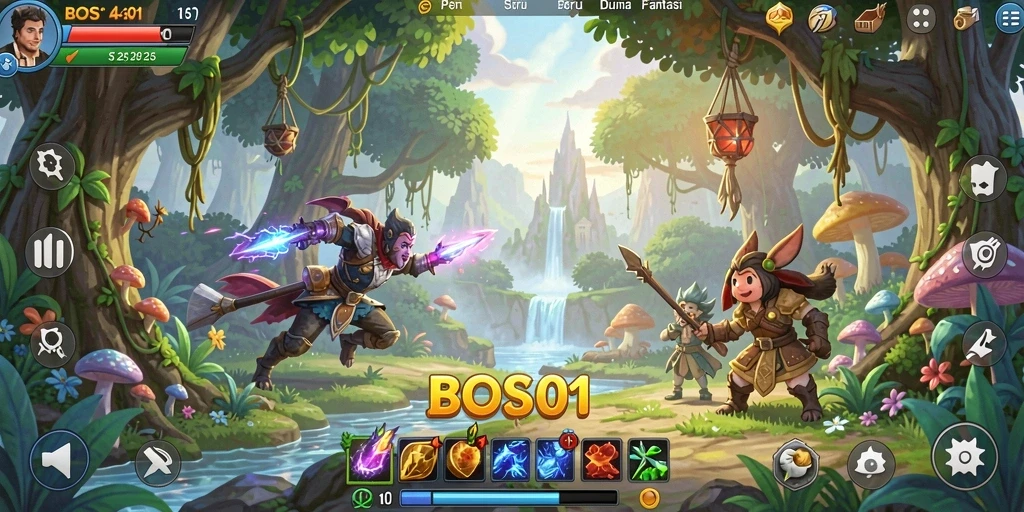 Tampilan gameplay yang imersif di dunia petualangan fantastis.