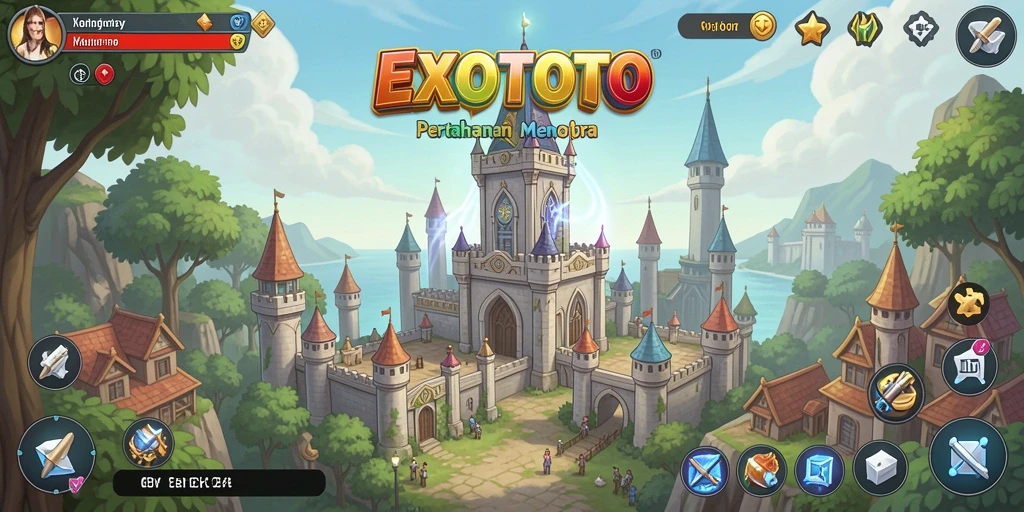 Tampilan gameplay intens dalam EXOTOTO yang penuh strategi Tower Defense.