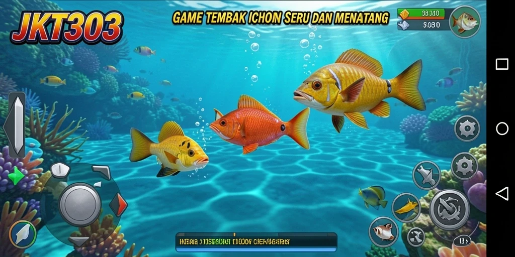 Screenshot gameplay JKT303 menampilkan serunya menembak ikan.