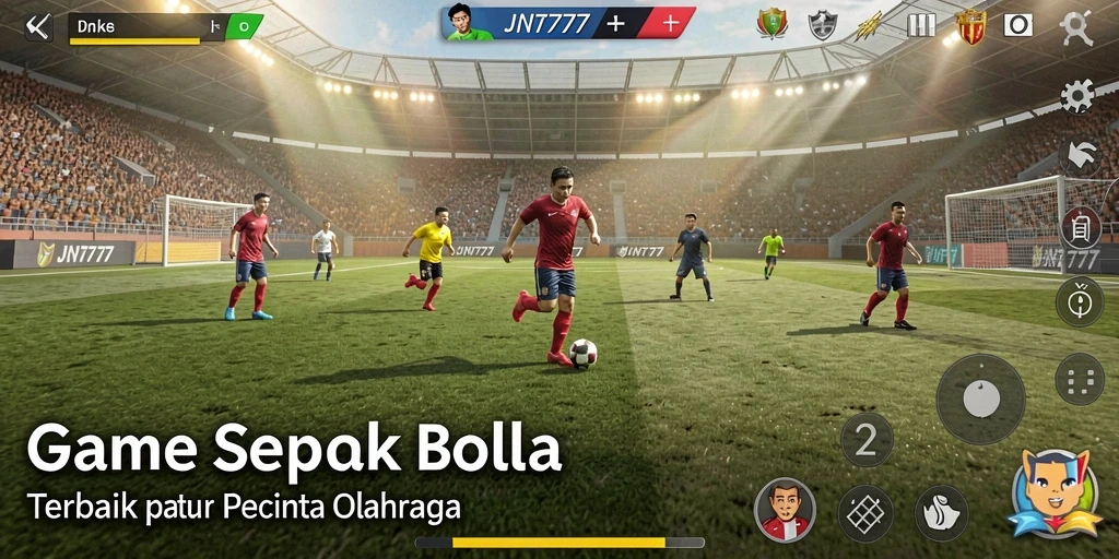 Screenshot gameplay JNT777 saat pertandingan sepak bola yang seru.