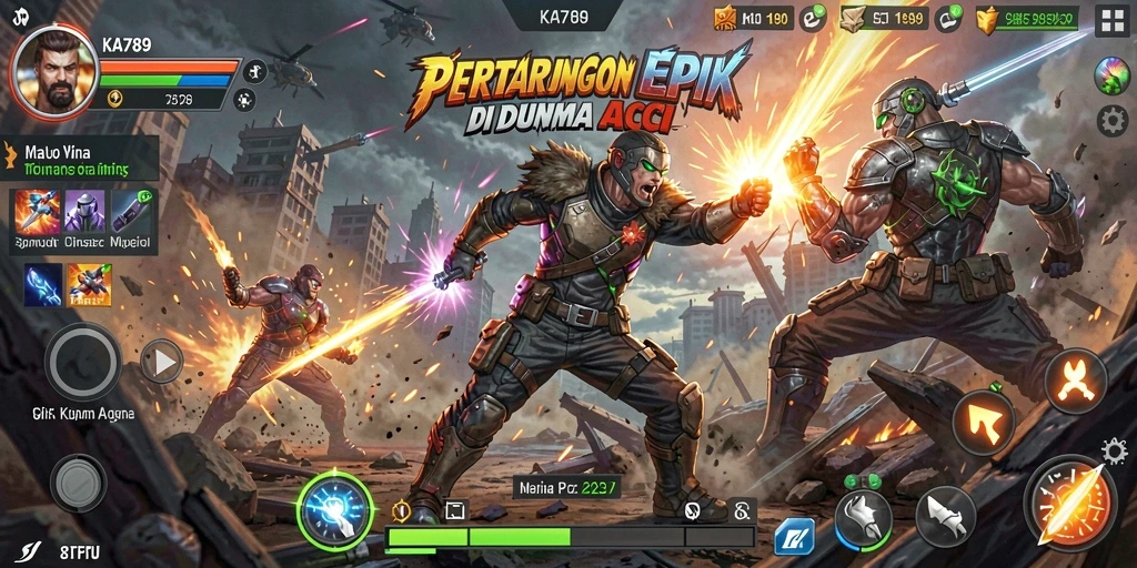 Tampilan screenshot KA789 menunjukkan pertarungan seru dalam gameplay Action.