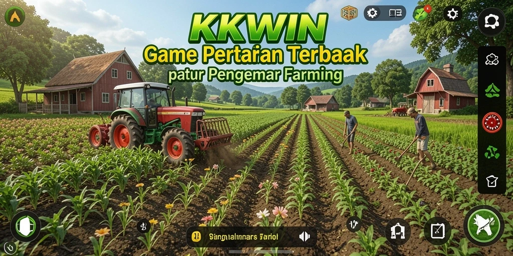 Gameplay KKWIN yang seru, menampilkan aktivitas bertani yang menarik.