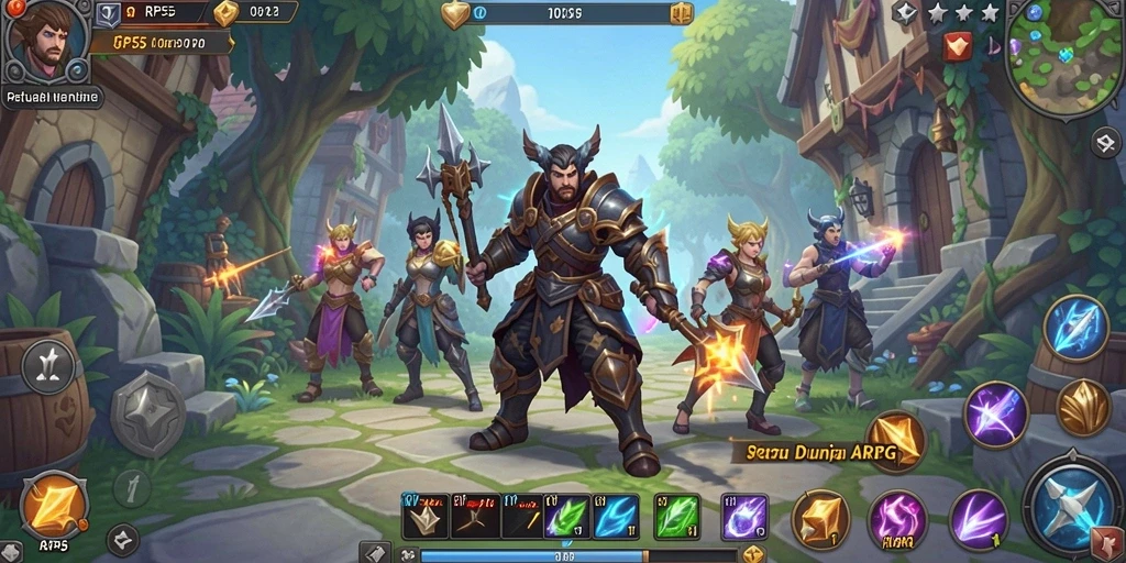 Tampilan gameplay seru dalam RP55 dengan aksi petualangan ARPG.