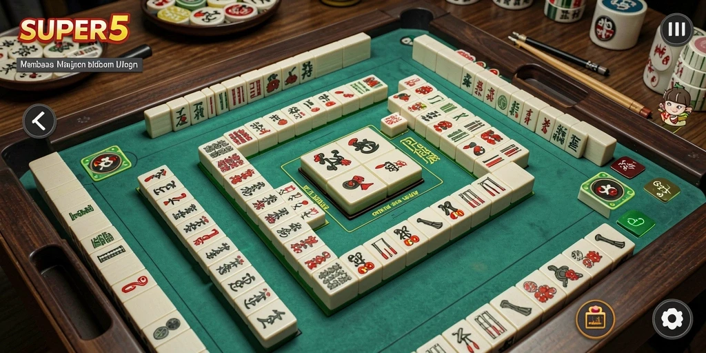 Tampilan gameplay SUPER5 dengan tantangan Mahjong yang mengasyikkan.