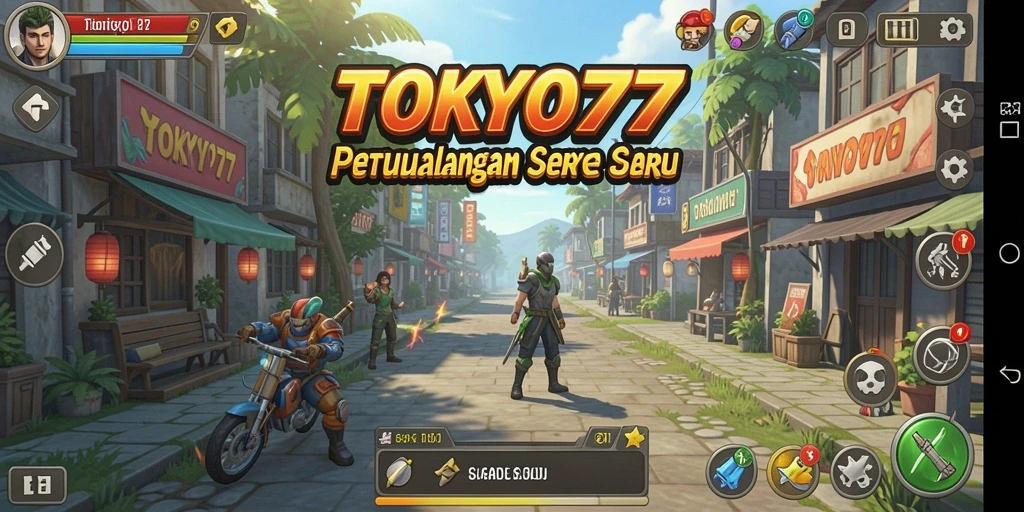 Tampilan gameplay Idle TOKYO77 yang menawan dan penuh warna.