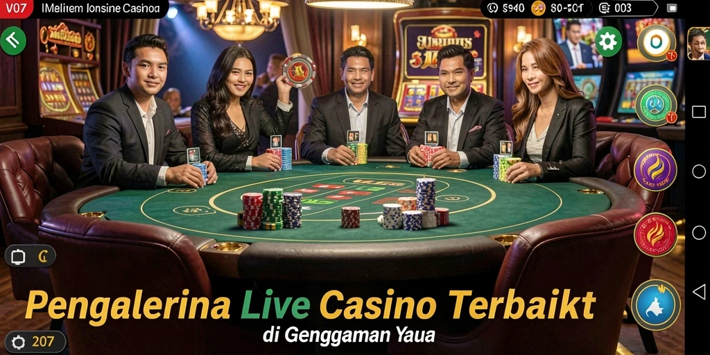Tampilan gameplay Live Casino yang mendebarkan di aplikasi V07.